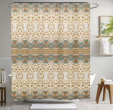 Blue Boho Shower Curtain