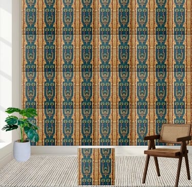 Ancient Egyptian Ornate Pharaoh & Lotus Tile Art