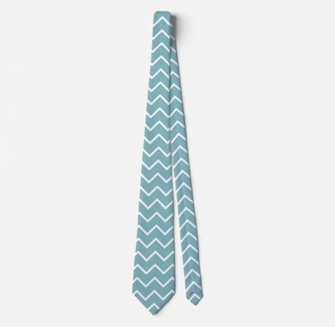 Modern Aqua Blue & White Chevron Zig Zag Neck Tie