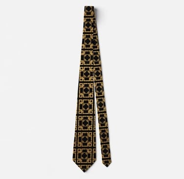 Sophisticated Black and Gold Mens Neck Tie