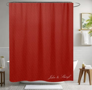 Deep Red Textured Shower Curtain