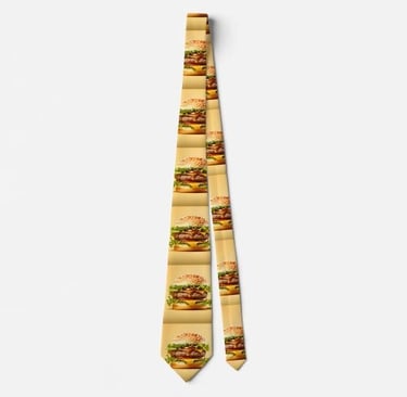 Yellow Big Hamburger Neck Tie
