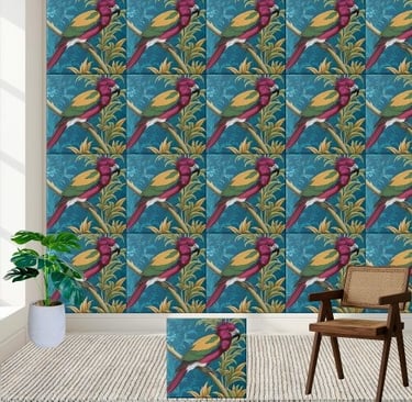 Tropical Chinoiserie Parrot Tile