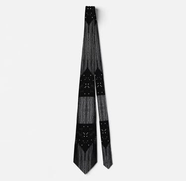 Sophisticated Black White Speckle and Stripe Neck Tie