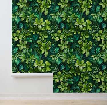 Dark Green Floral Peel and Stick Wallpaper
