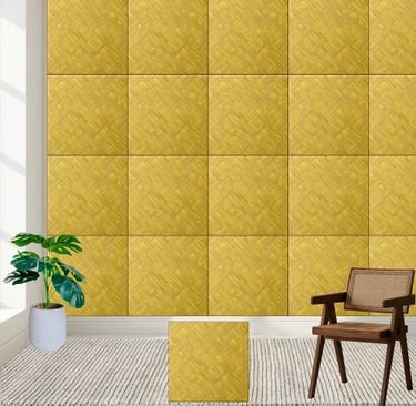 Golden Woven Bamboo Pattern Ceramic Tile