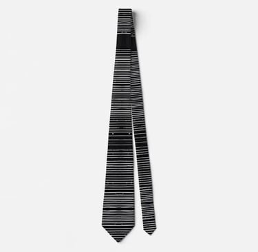 Unique Graphic Black and White Starry Lines Neck Tie
