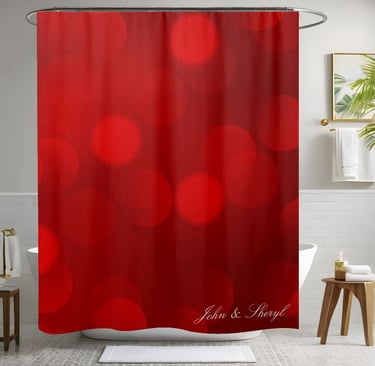 Romantic Red Glowing Dots Shower Curtain