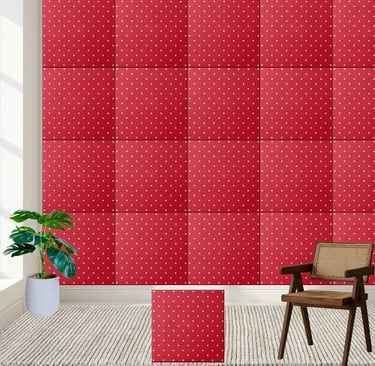 Classic Red and White Polka Dot Pattern Ceramic Tile