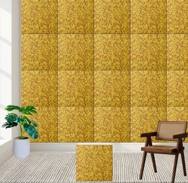 Golden Woven Geometric Pattern Ceramic Tile