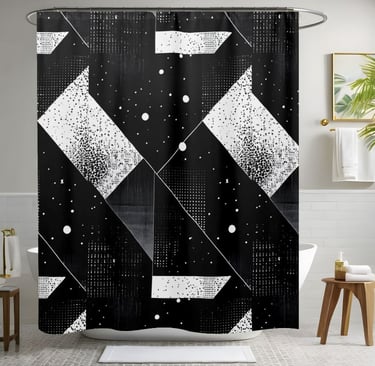 Geometric Black and White Shower Curtain Style 1