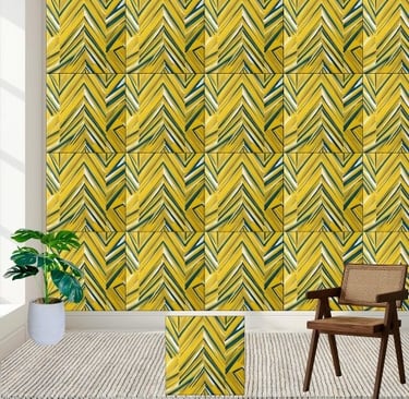 Abstract Yellow Chevron Pattern Ceramic Tile