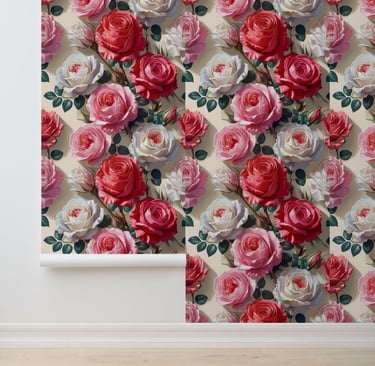 Stunning Rose Blossom Peel and Stick Wallpaper