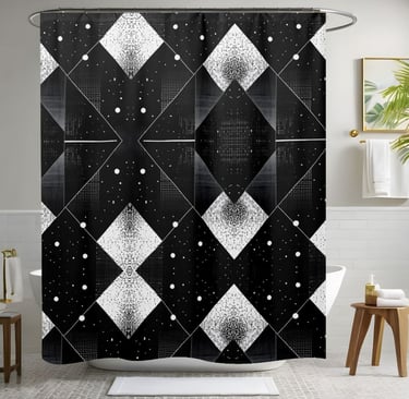 Geometric Black and White Shower Curtain Style 2