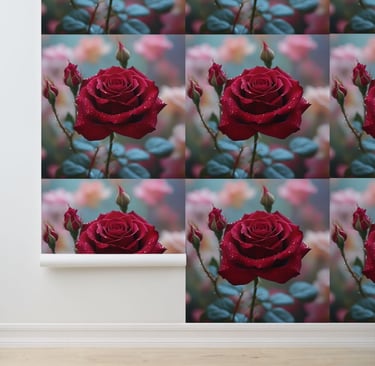 Gorgeous Red Rose Peel and Stick Flower Wallpaper