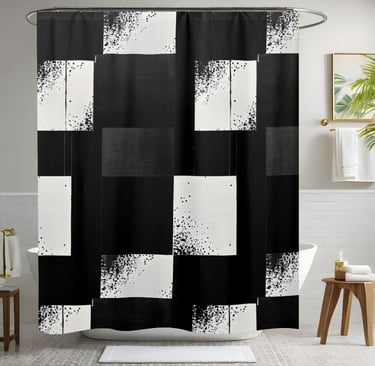 Black and White Checkered Shower Curtain Style 4