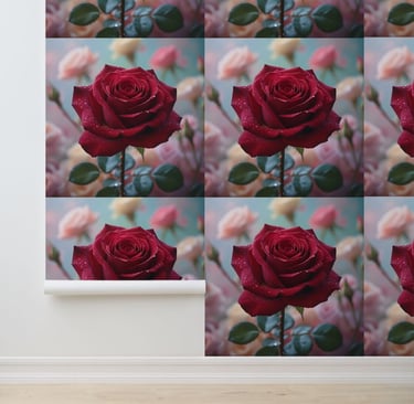 Stunning Red Rose Floral Peel and Stick Wallpaper