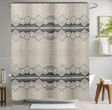 Elegant White and Cream Shower Curtain Style 1