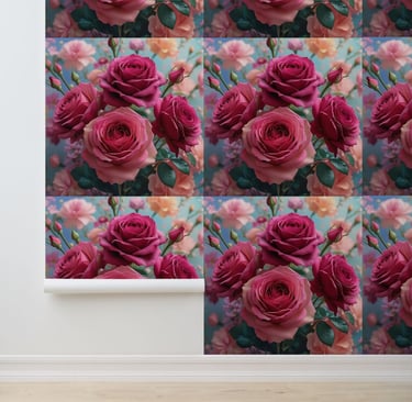 Blush Pink Rose Bouquet Peel and Stick Wallpaper