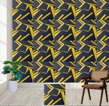 Modern Geometric Yellow and Navy Ceramic Tile