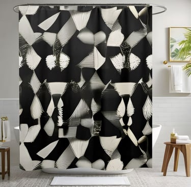 White and Black Shower Curtain