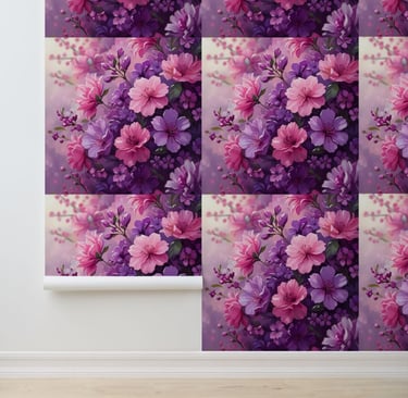 Pink and Purple Floral Peel and Stick Removable Wallpaper