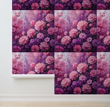 Pink & Purple Floral Dream - Peel and Stick Wallpaper