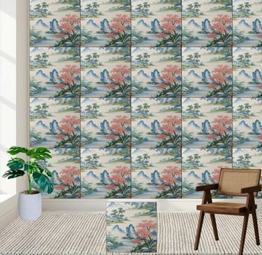 Traditional Chinese Art Chinoiserie Landscape Tile