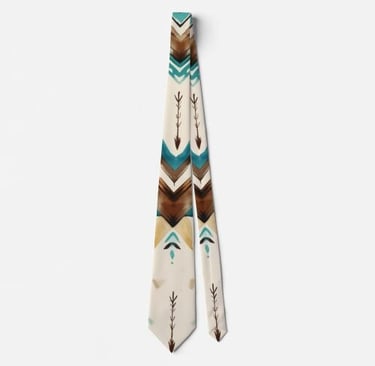 Boho Arrows Teal Brown Neck Tie