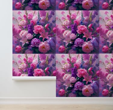 Romantic Peony Rose Lily Peel and Stick Wall Decor Wallpaper