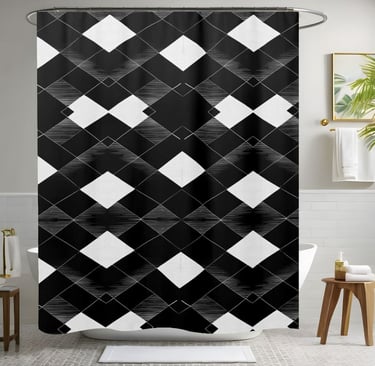Black and White Abstract Shower Curtain Style 2