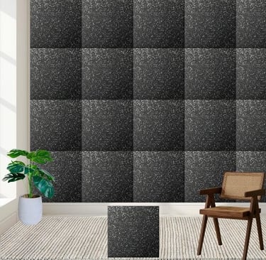 Black Silver Glitter Sparkle Stylish Ceramic Tile
