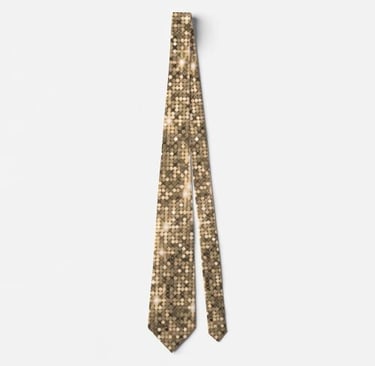 Glimmering Gold Disco Sequin Sparkle Neck Tie