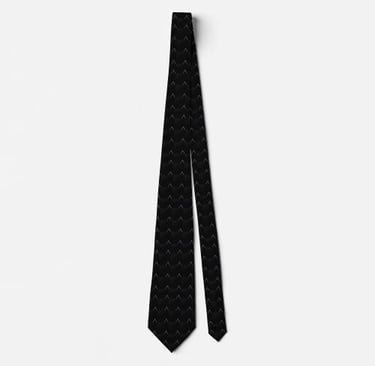 Sleek Black White V Pattern Neck Tie