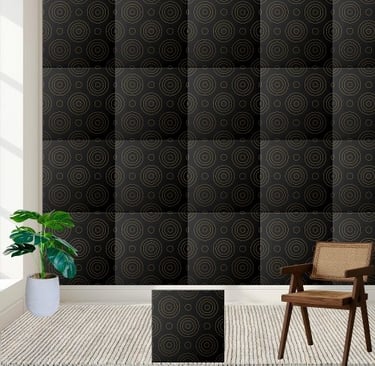 Geometric Rings - Black and Gold Pattern Tile