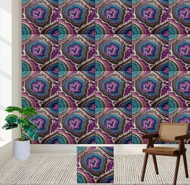 Teal and Purple Geode Resin Art Tile