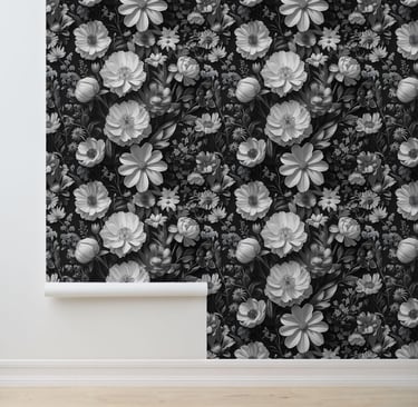 Timeless Black and White Floral Peel and Stick Wallpaper