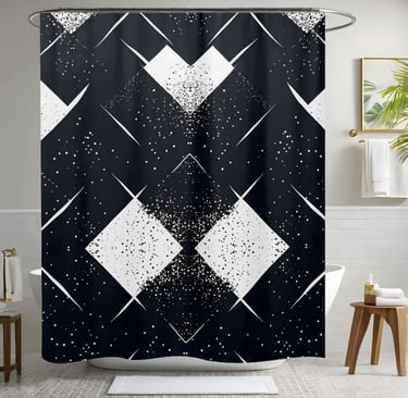 Black and White Abstract Shower Curtain Style 3