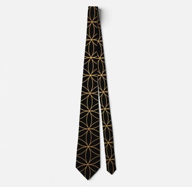 Black Golden Sacred Geometric Necktie