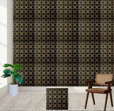 Luxurious Black and Gold Geometric Tile