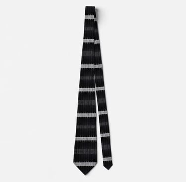Modern Minimalist Black & White Barcode Stripe Neck Tie