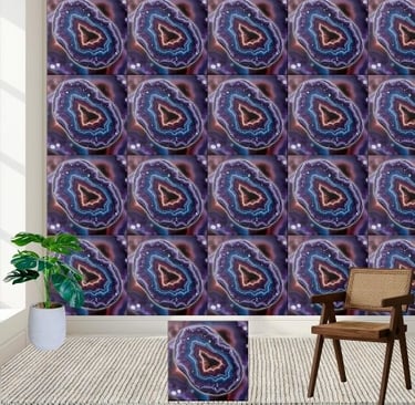 Vibrant Purple Blue and white Amethyst Geode Slice Ceramic Tile