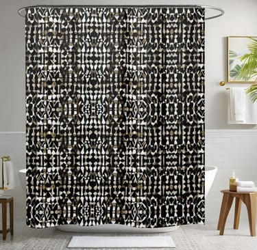 Aztec Black Boho Shower Curtain
