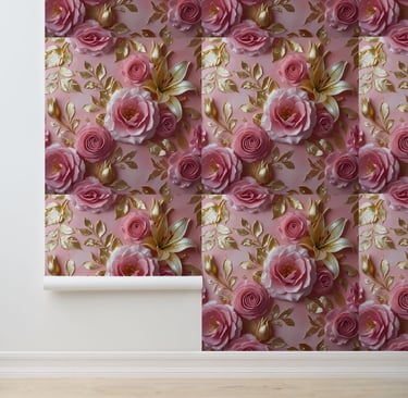 Chic Floral Gold Peel and Stick Wallpaper