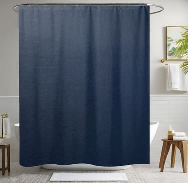 Blue Leather Shower Curtain