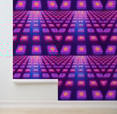 Retro Neon Glow Disco Dance Floor | Peel and Stick Wallpaper