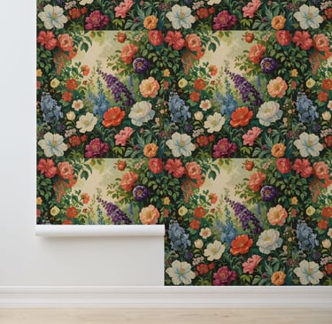 Vintage Floral Garden Peel and Stick Wallpaper