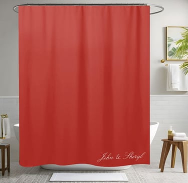 Solid Rustic Red Minimalist Shower Curtain