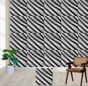 Black White Glitter Stripe Floor Ceramic Tile