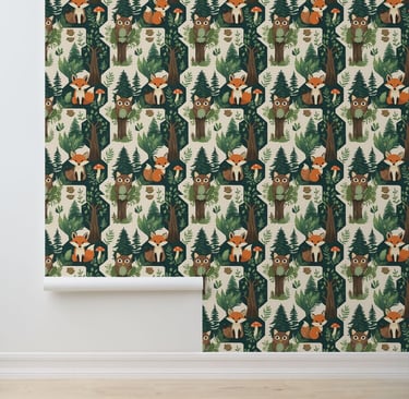 Enchanted Woodland Critters Peel and Stick Wallpaper